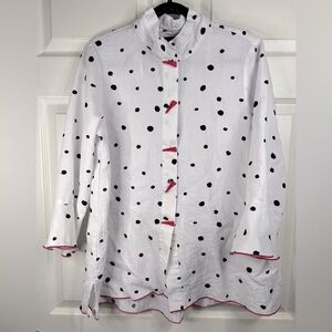 Ali Miles Women's polka dot top w/triangular buttons - Size Large